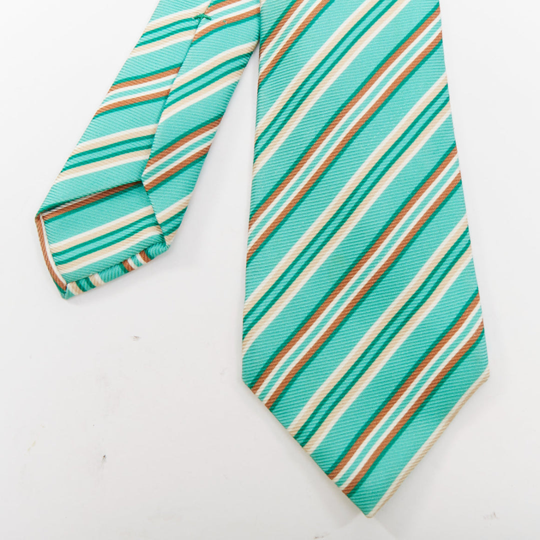 KITON NAPOLI Set of 4 100% silk green pink yellow purple  diagonal stripes tie