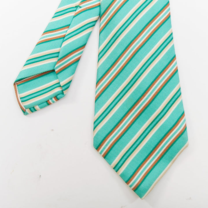KITON NAPOLI Set of 4 100% silk green pink yellow purple  diagonal stripes tie