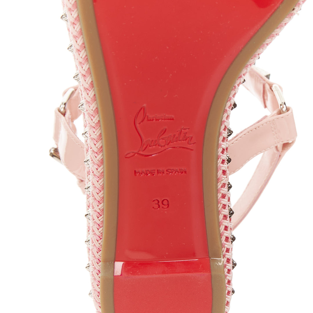 CHRISTIAN LOUBOUTIN Pyraclou 60 poupee pink patent spikes platform wedges EU38