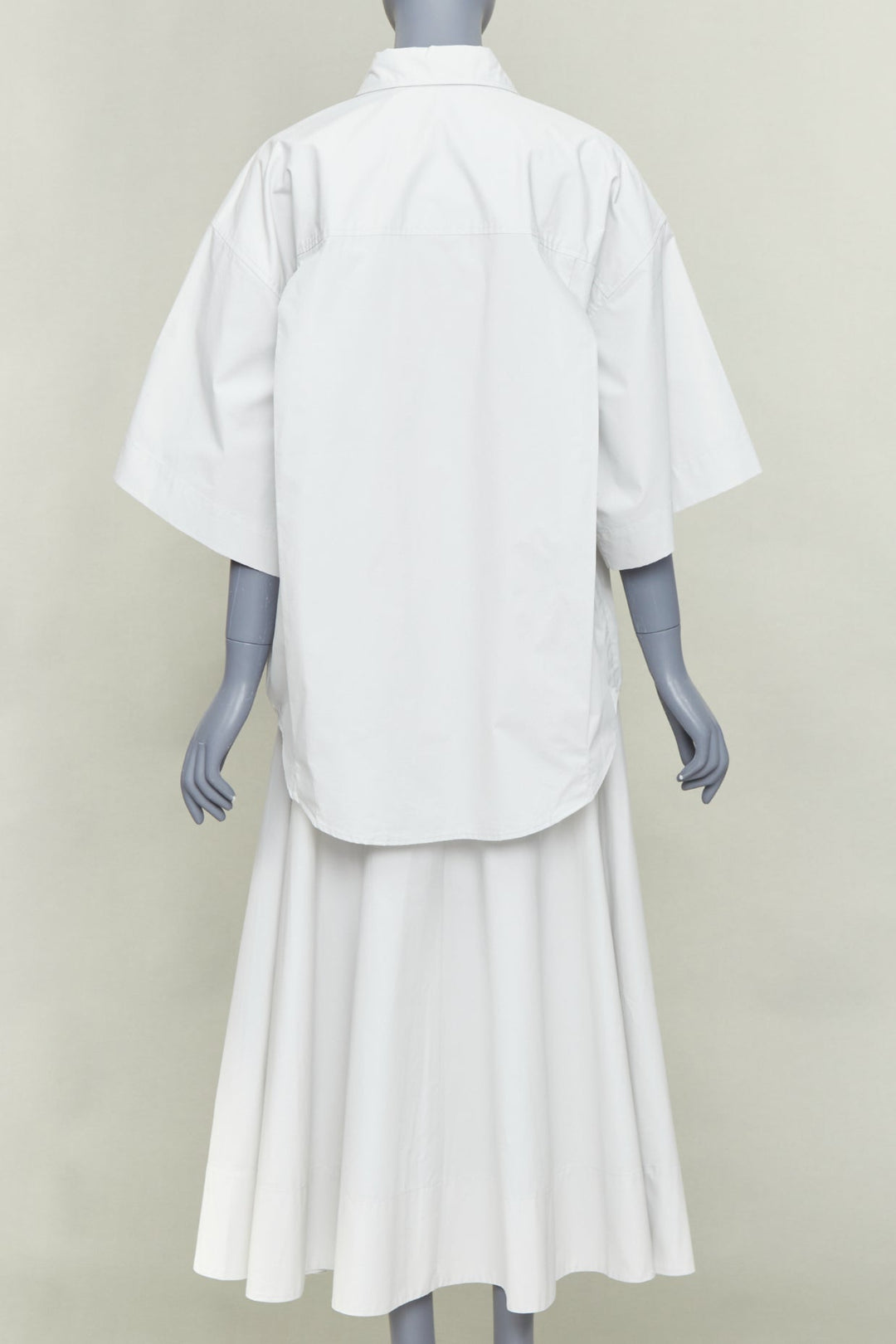 REMAIN Wind Chime light grey organic cotton oversized shirt skirt set FR36 S