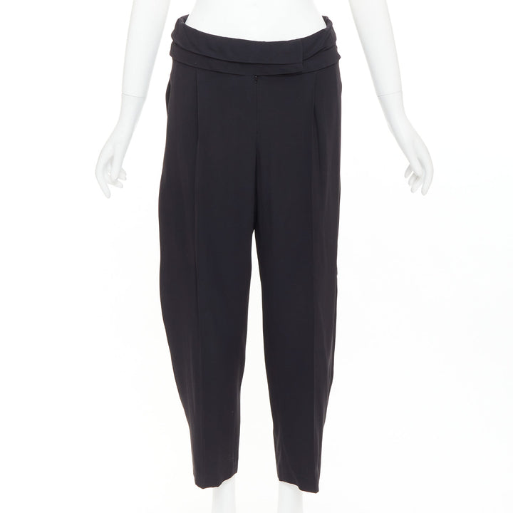 ALEXANDER MCQUEEN black cummerbund waistband tapered cropped trousers IT40 S