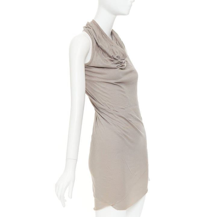 RICK OWENS 2010 Release Tornado grey cotton twisted cowl drape tank top IT40 S