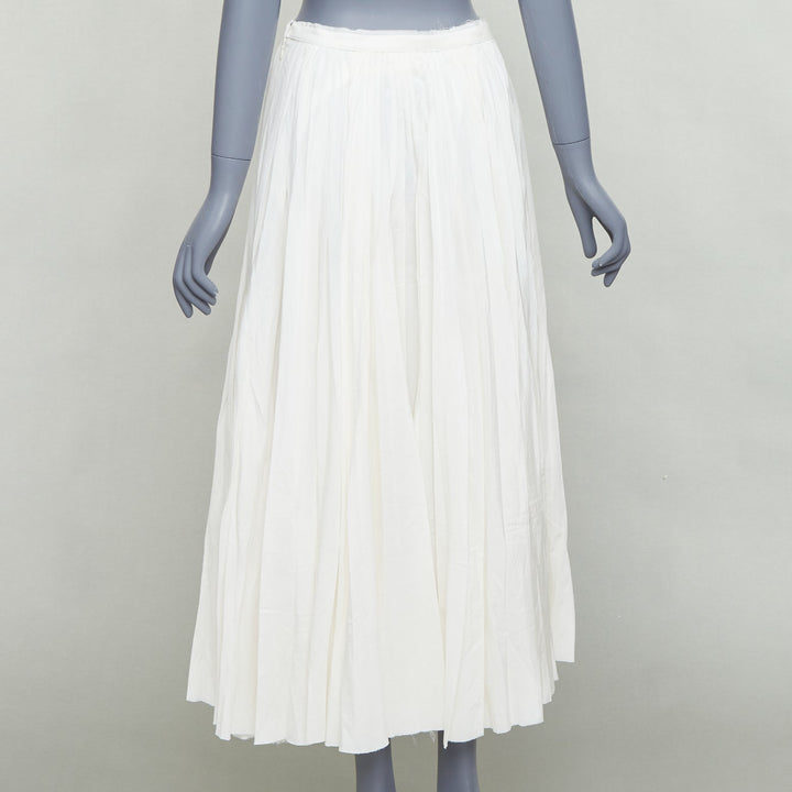 BOY BAND OF OUTSIDER white silk cotton pleated midi skirt US0 XS