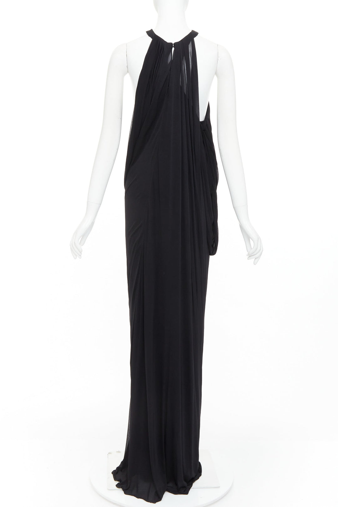 SAINT LAURENT 2023 black halter goddess grecian draped gown dress FR38 M