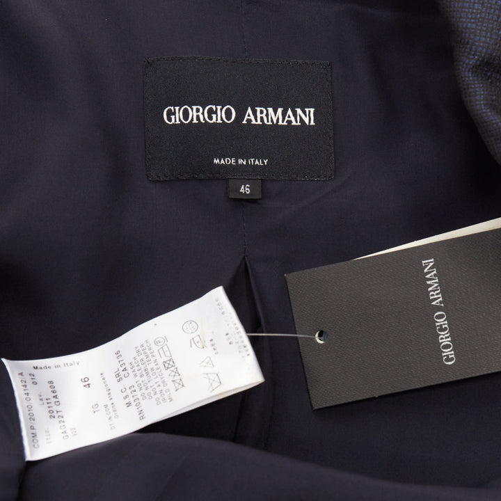 GIORGIO ARMANI navy textured flap pockets cropped evening jacket blazer IT46 XL