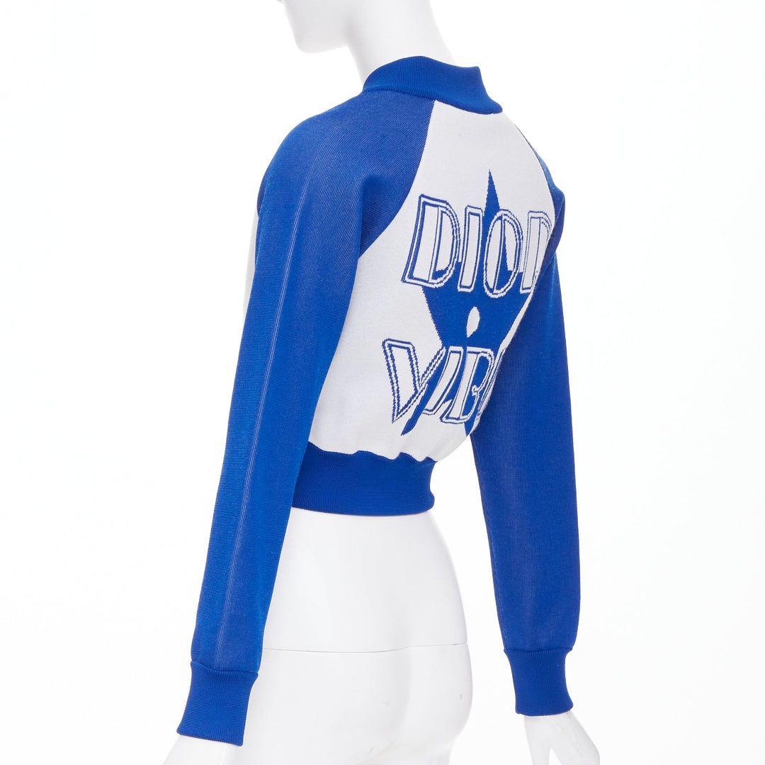 DIOR 2022 Vibe white electric blue big logo star back crop track jacket FR34 XS