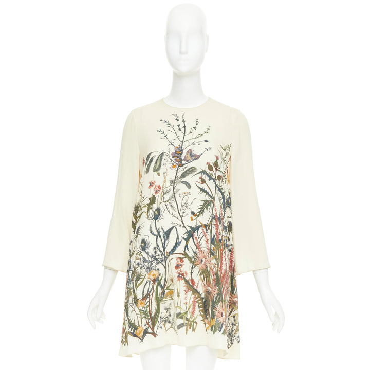 CHRISTIAN DIOR 2020 Jardin Champetre Sauvage cream silk floral dress FR34 XS