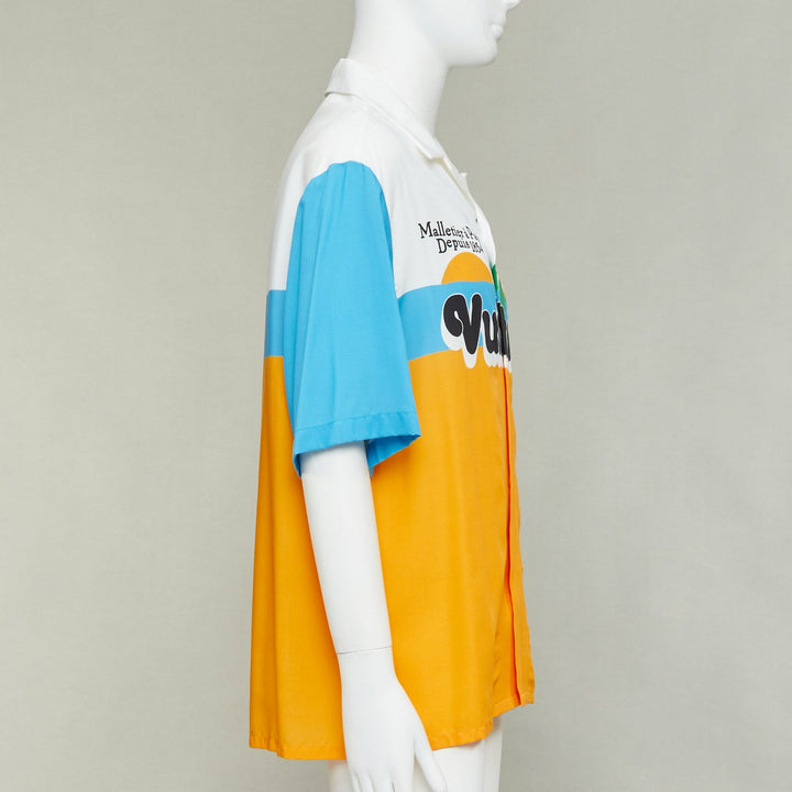 rare LOUIS VUITTON 2024 VIP LVers Limited yellow blue lyocell bowling shirt L