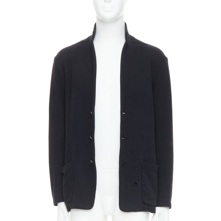 ATO black cotton jersey panelled pocketed cropped blazer IT46 S