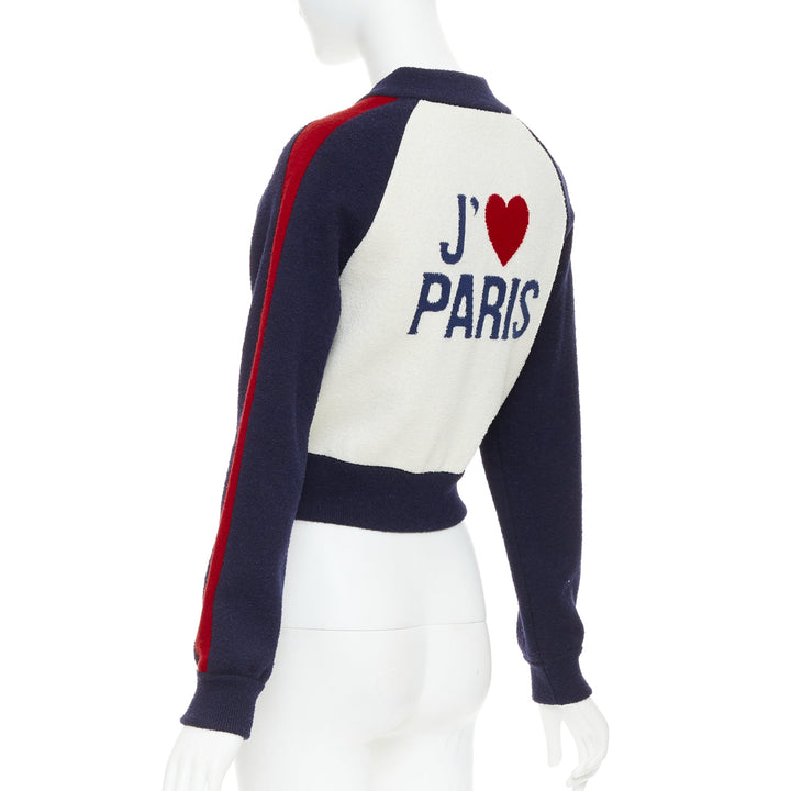 CHRISTIAN DIOR 2021 I Love Paris wool cropped track jacket zip bomber FR34 XS