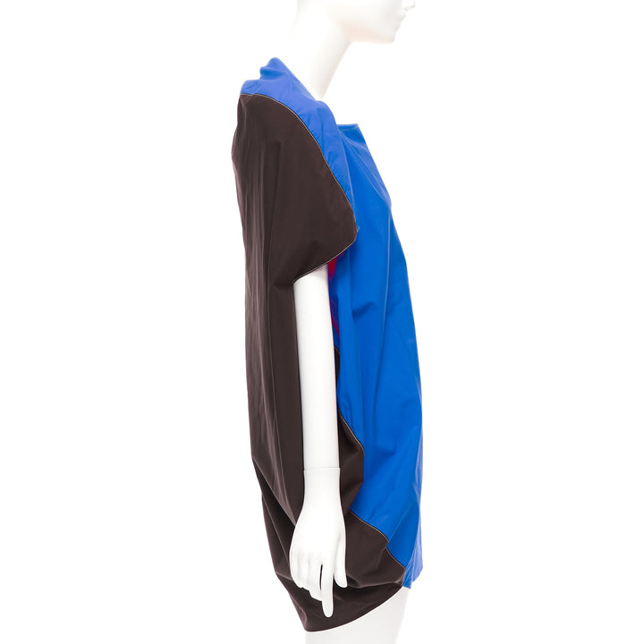 MARNI blue front black back cocoo 3D cut mini dress IT36 XS