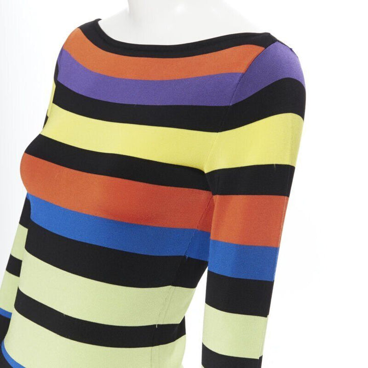 RALPH LAUREN multicolor striped viscose boat neck long sleeve sweater top XS