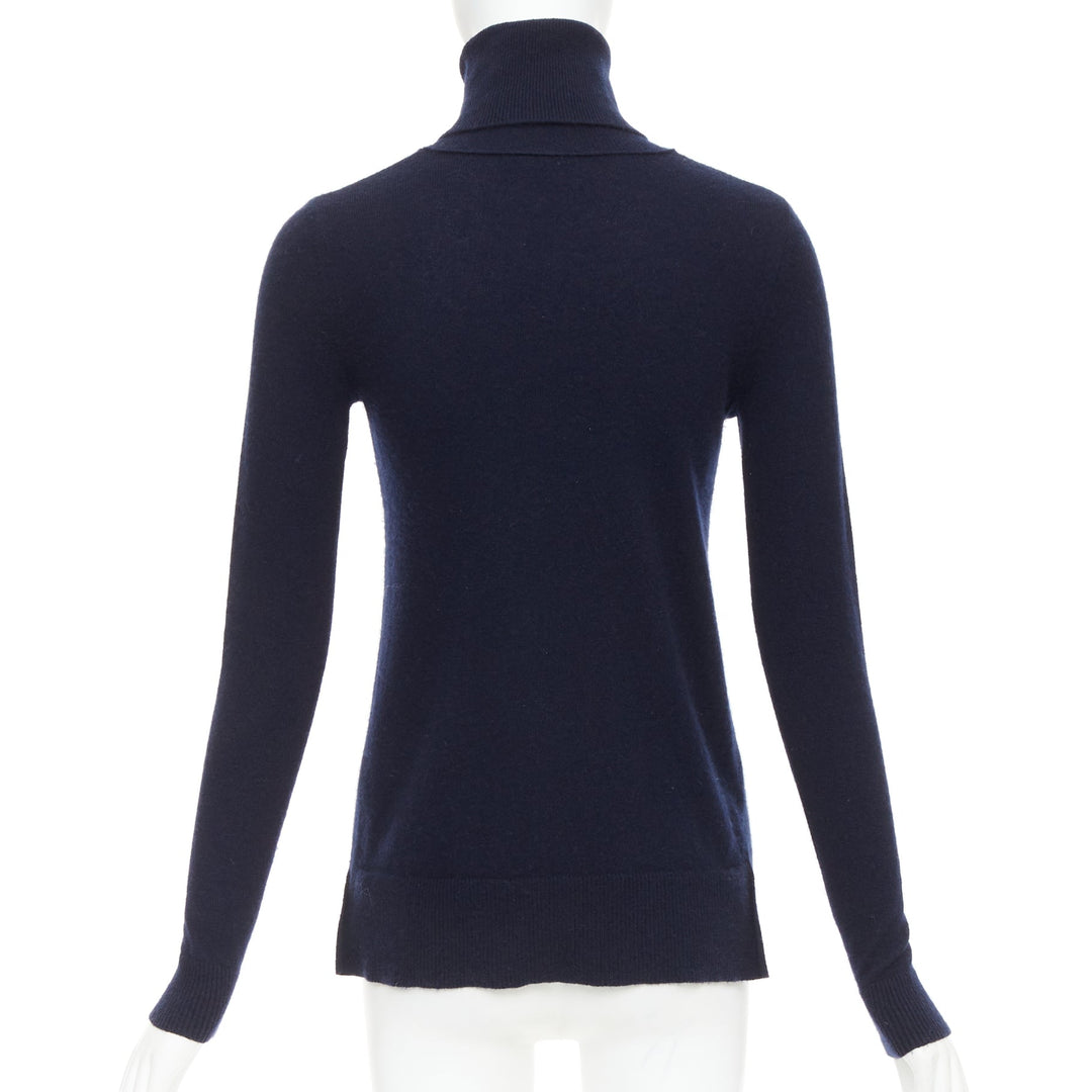 VINCE 100% cashmere navy long sleeve minimal  turtleneck sweater XXS