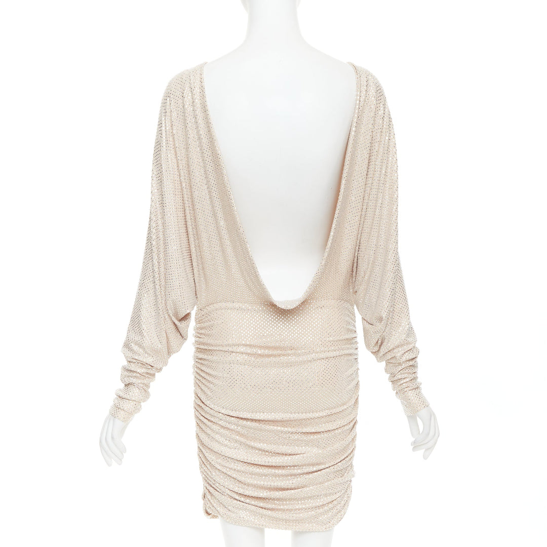 ALEXANDRE VAUTHIER Bridal ivory diamond strass crystal batring cowl back dress