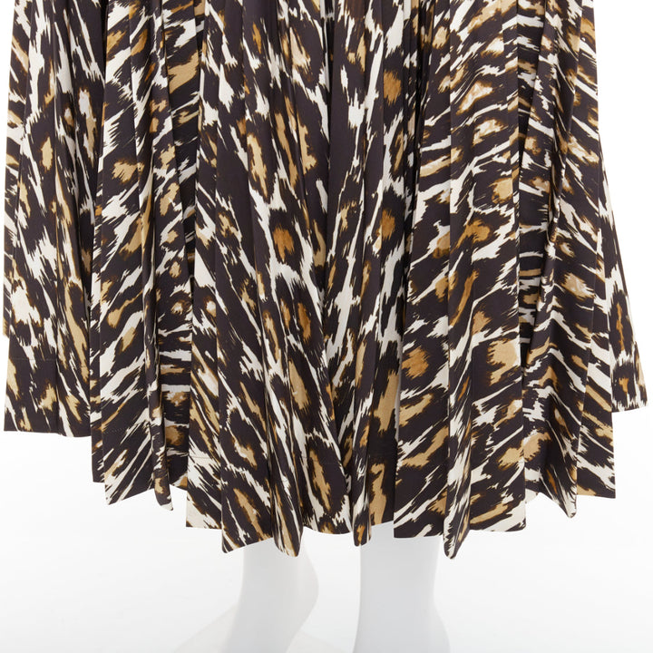 CALVIN KLEIN 205W39NYC Raf Simons brown leopard print pleated skirt US0 XS