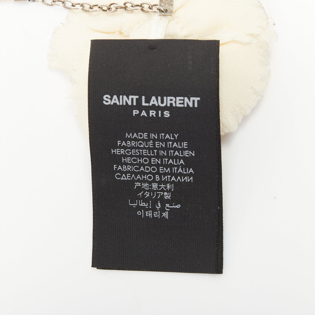 SAINT LAURENT Bridal Petite Fleur Carnation ivory frayed petal choker necklace