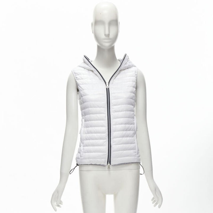 DUVETICA white pure goose new down padded zip hoodie puffer vest jacket IT38 XS