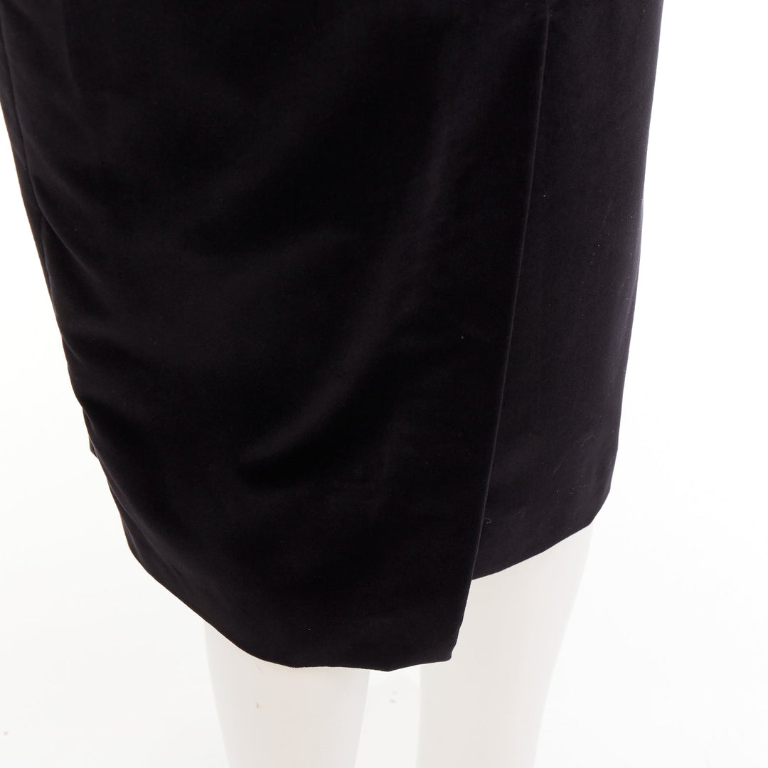 ALEXANDRE VAUTHIER black velvet high waisted duo pocket back slit pencil skirt
