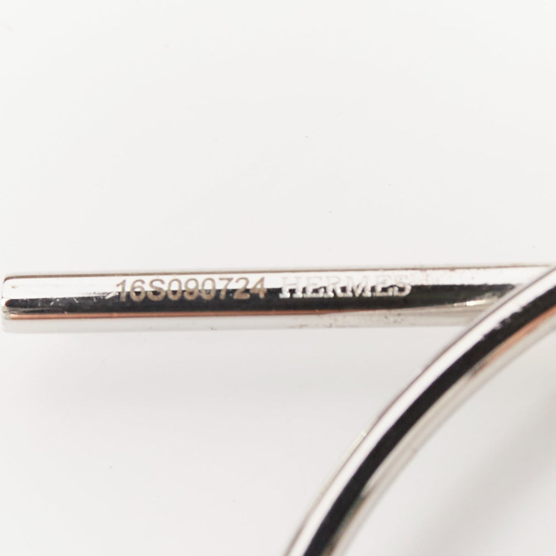 HERMES Loop 925 sterling silver toggle clasp pierced hoop earrings Pair