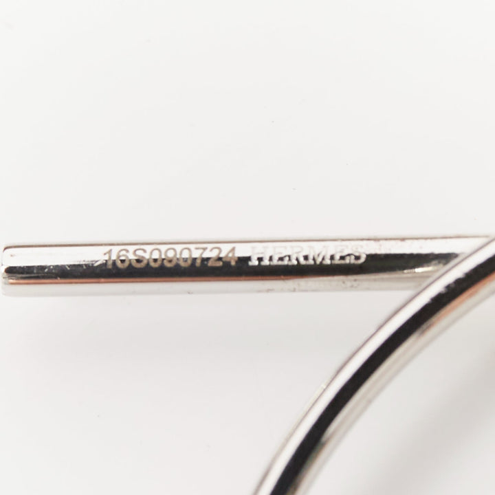 HERMES Loop 925 sterling silver toggle clasp pierced hoop earrings Pair