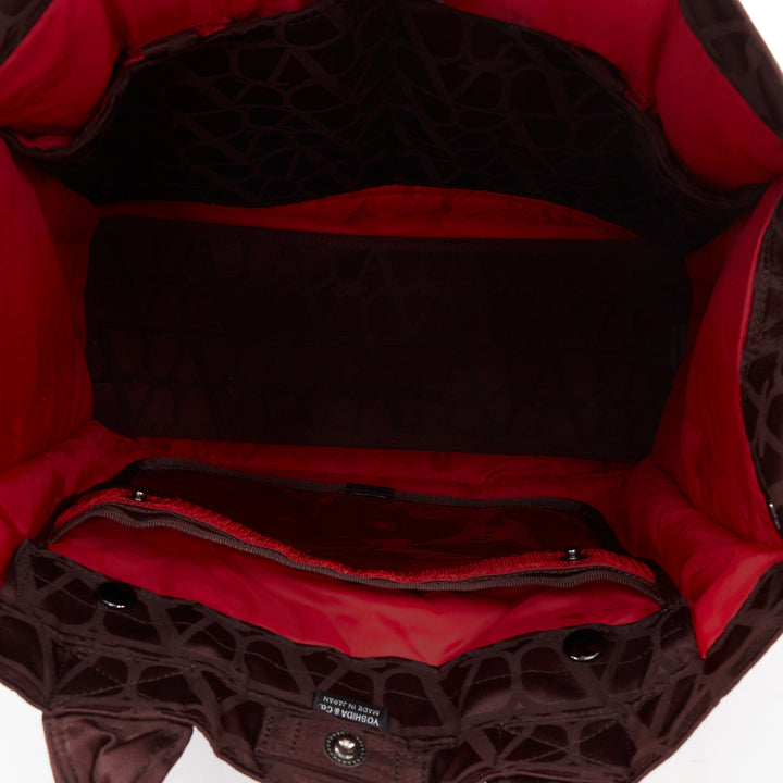 rare VALENTINO PORTER 2024 Runway burgundy nylon VLOGO top handle crossbody tote