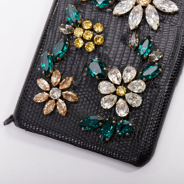 DOLCE GABBANA IPhone 6 black leather yellow green rhinestone crystal cover case