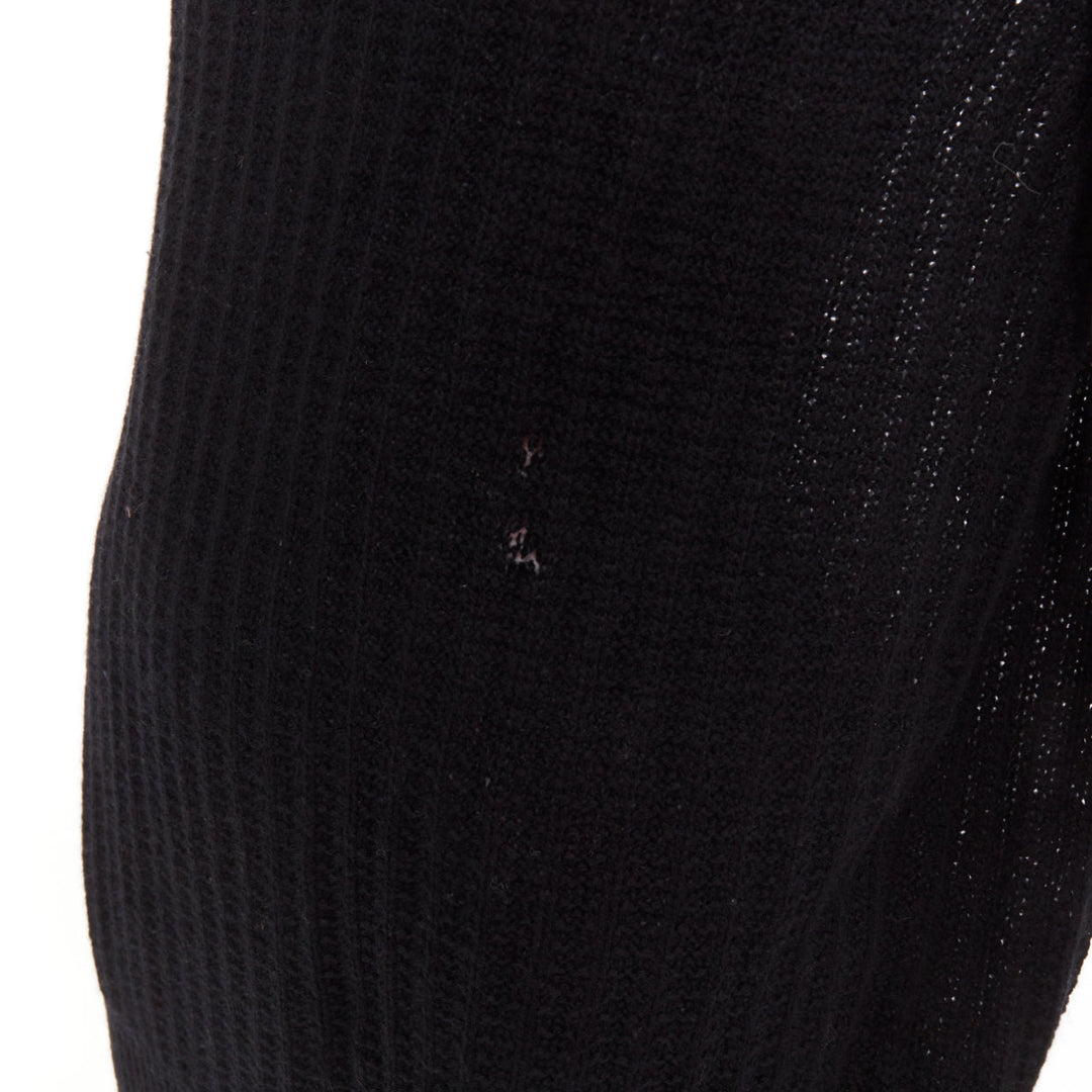 PRADA 100% cashmere black ribbed mock neck cap sleeve sweater vest IT36 XXS