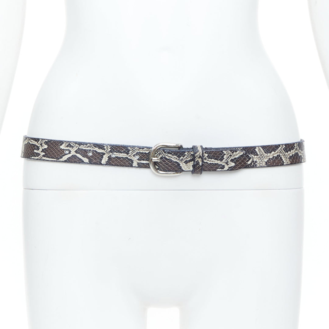 ISABEL MARANT 2021 Zap black embossed calfskin leather skinny loop waist belt S