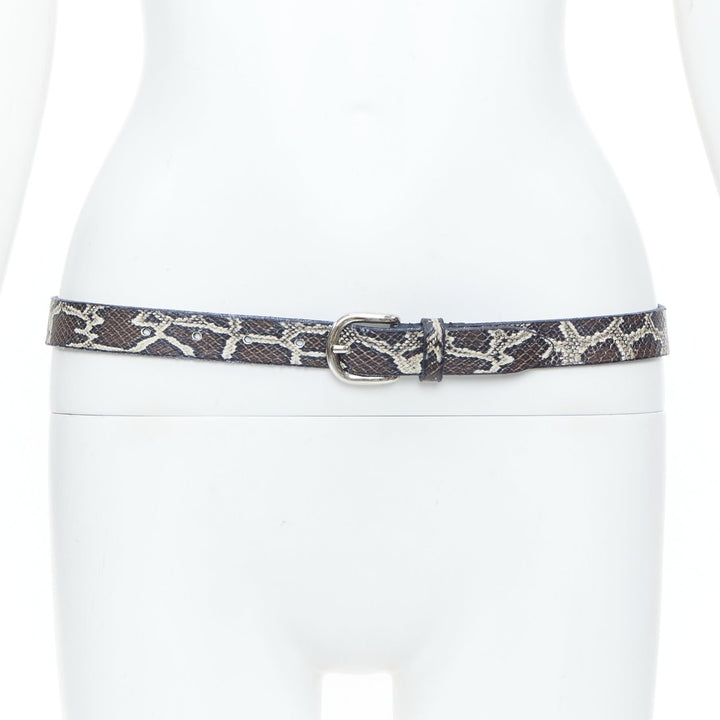 ISABEL MARANT 2021 Zap black embossed calfskin leather skinny loop waist belt S