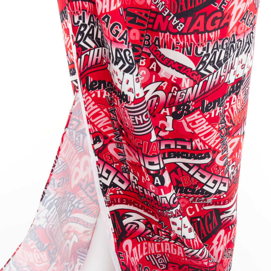 BALENCIAGA Demna 2019 Runway red all collage self tie wrap maxi skirt FR34 XS