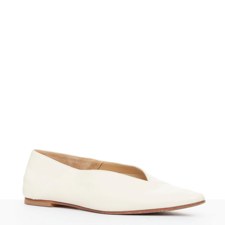 AEYDE Moa creamy nappa leather V vamp point toes 2 way flats EU37.5