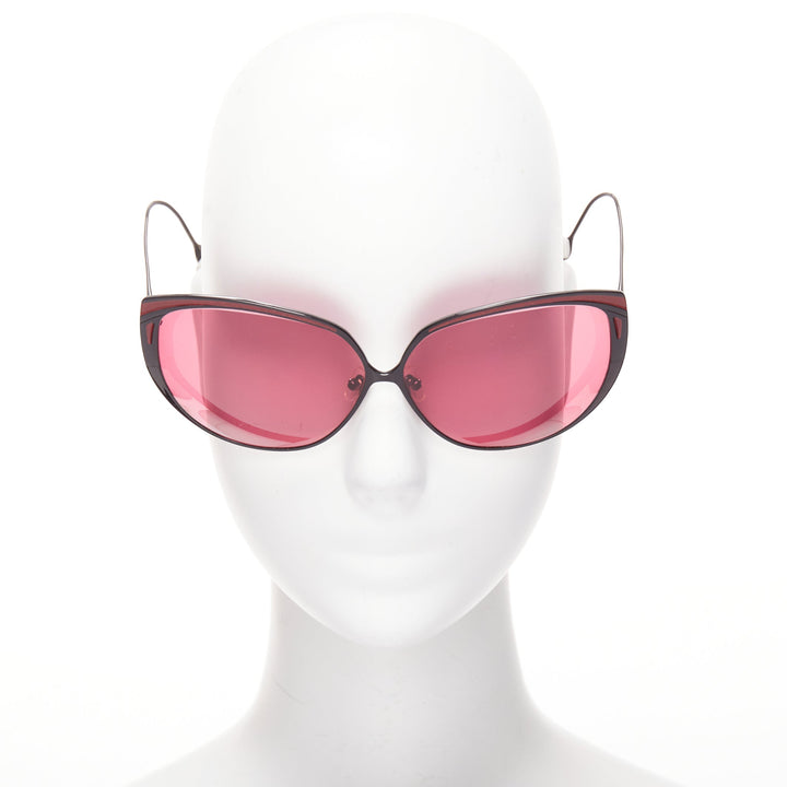 FRENCY AND MERCURY Fox Beat pink lens red glitter oversize sunglasses