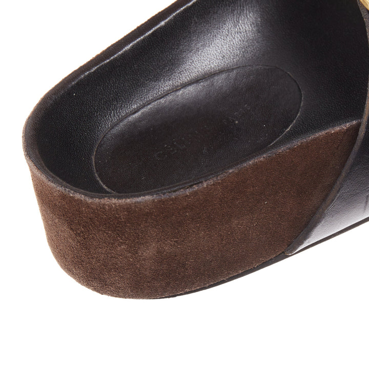 rare CELINE Phoebe Philo 2014 Boxy Western Cowboy Baroque Buckle sandals EU38