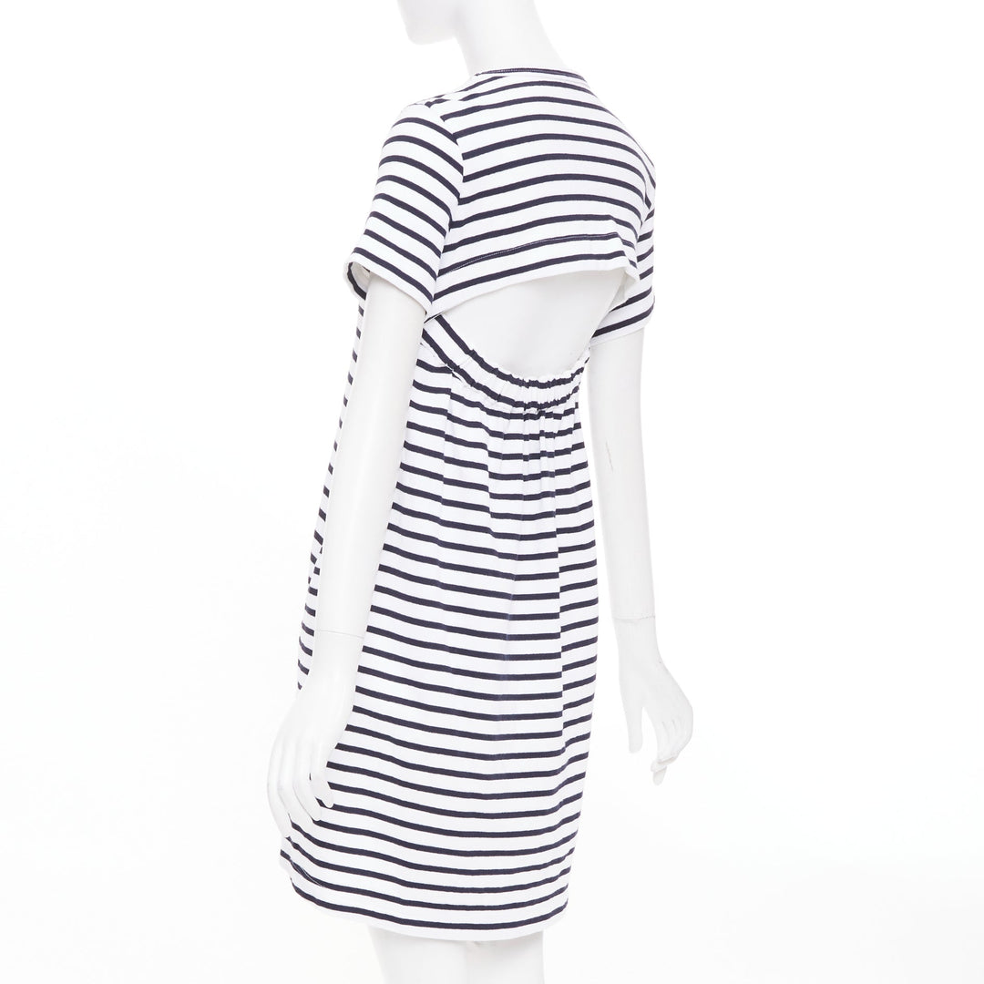 SACAI 2018 striped cut out back poplin panel asymmetric apparel dress JP2 M