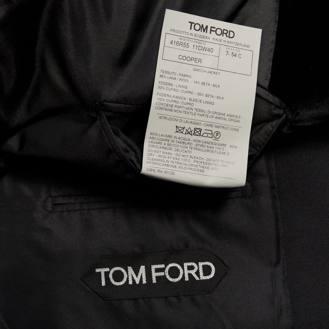 TOM FORD Cooper black wool velvet lapel double breasted tuxedo blazer IT54 XXL