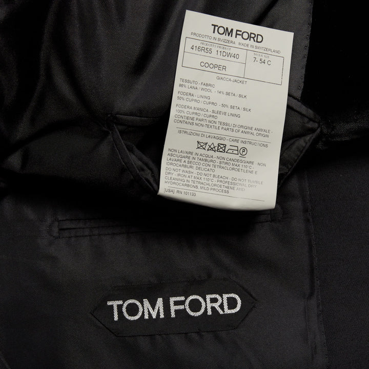 TOM FORD Cooper black wool velvet lapel double breasted tuxedo blazer IT54 XXL