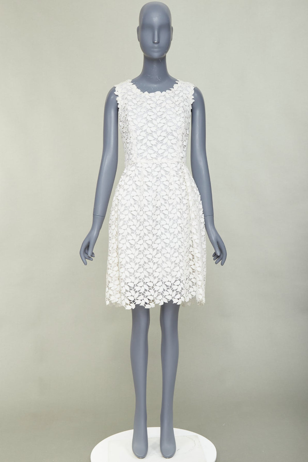 OSCAR DE LA RENTA Iso off white floral guipure leaf lace bridal dress US4 S
