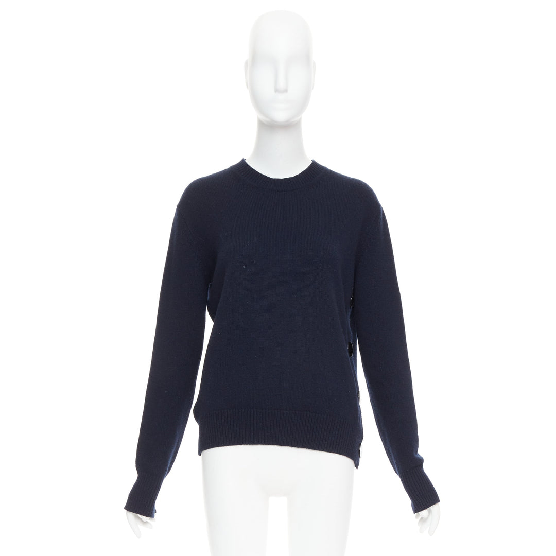 OLD CELINE Phoebe Philo navy wool blend button side sweater XS