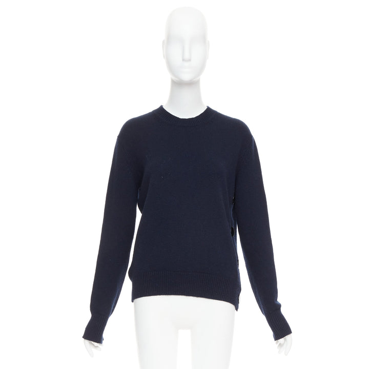 OLD CELINE Phoebe Philo navy wool blend button side sweater XS