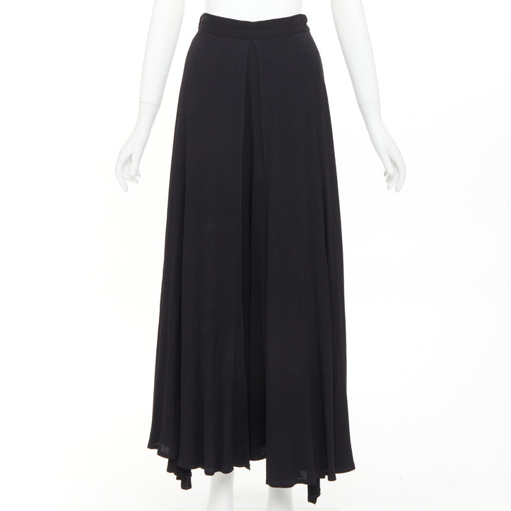 ROSETTA GETTY black viscose front inverted pleat slitted harem pants US0 X
