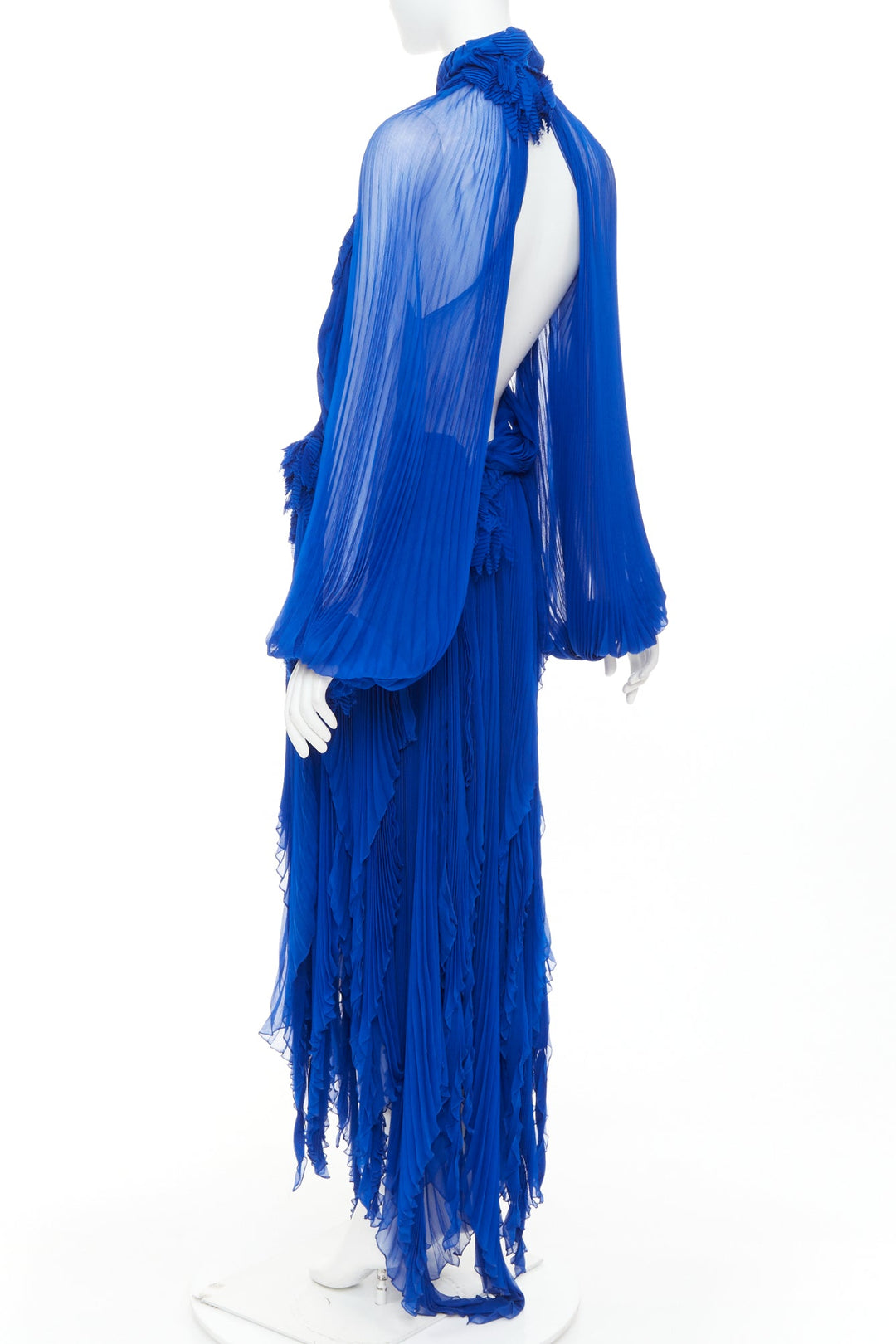 rare ALEXANDRE VAUTHIER COUTURE AW2022 Runway Lognon blue floral pleated gown