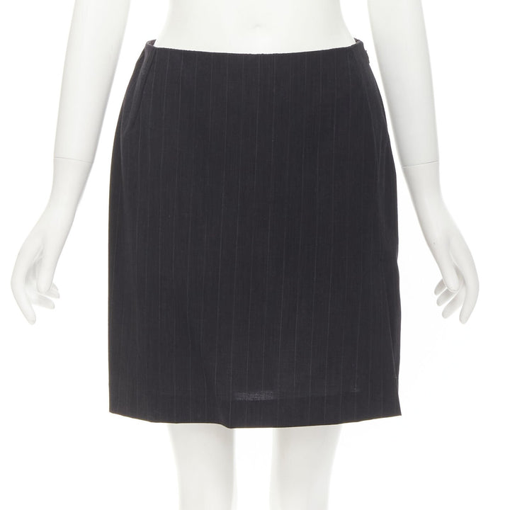 DOLCE GABBANA Vintage grey pinstripe wool blend blazer skirt set IT42 M