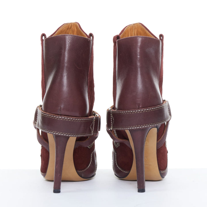 ISABEL MARANT Runway Blackson burgundy suede leather western cowboy boots EU36