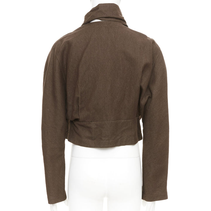 LEMAIRE draped wrapped cropped linen wool casual minimalist jacket FR44 XS