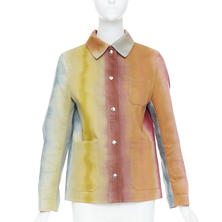 CHRISTIAN DIOR rainbow dye monogram lined trucker coat FR36 S