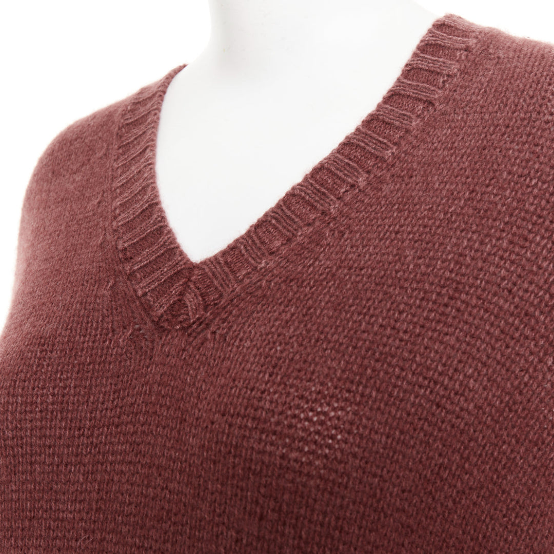 CHRISTIAN DIOR J'Adior 8 cashmere rust burgundy V-neck pullover sweater FR34 XS