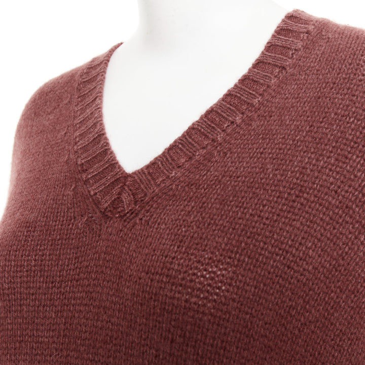 CHRISTIAN DIOR J'Adior 8 cashmere rust burgundy V-neck pullover sweater FR34 XS