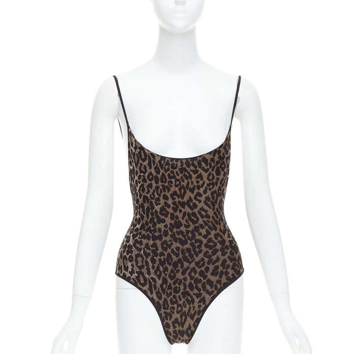 DOLCE GABBANA Mare Vintage brown leopard print scoop one piece swimsuit