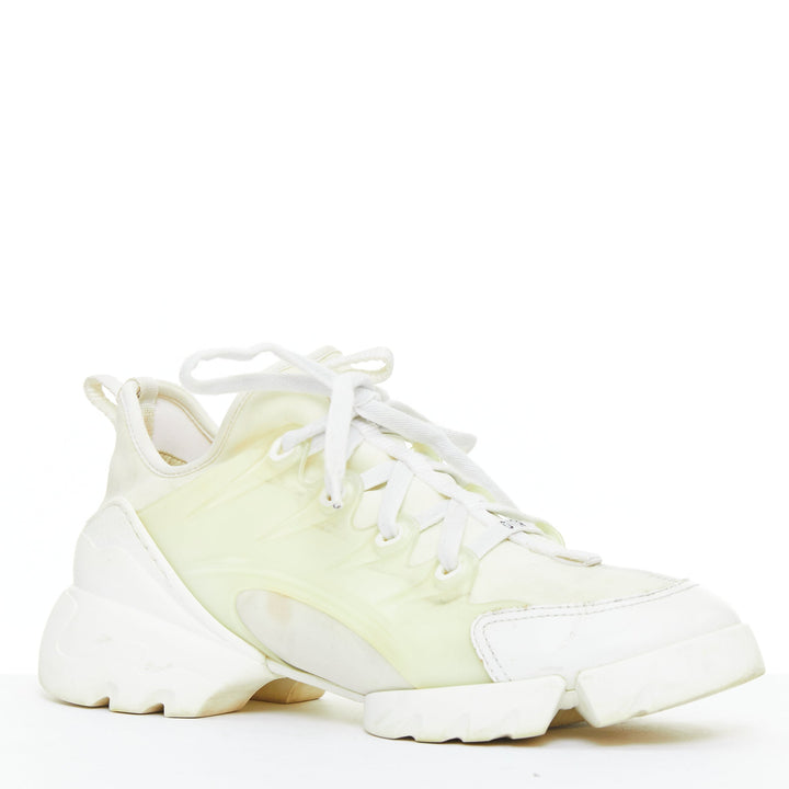 CHRISTIAN DIOR D-Connect white cream rubber layer sneakers EU38