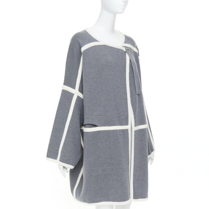 CHLOE 2014 Runway anthracite cage virgin wool angora cape coat S